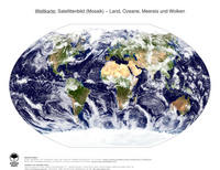 #1 Landkarte Welt: Land, Ozeane, Meereis und Wolken