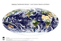 #6 Landkarte Welt: Land, Ozeane, Meereis und Wolken