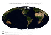 #24 Landkarte Welt: Land, Flachwasser und Topographie