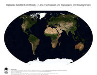 #25 Landkarte Welt: Land, Flachwasser und Topographie (mit Staatsgrenzen)