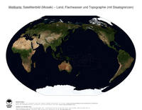 #26 Landkarte Welt: Land, Flachwasser und Topographie (mit Staatsgrenzen)