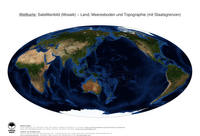 #17 Landkarte Welt: Land, Meeresboden und Topographie (mit Staatsgrenzen)