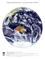 #1 Landkarte Ozeanien: Land, Ozeane, Meereis und Wolken