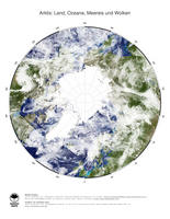#1 Landkarte Arktischer Ozean: Land, Ozeane, Meereis und Wolken