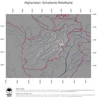 #4 Landkarte Afghanistan: schattiertes Relief, Staatsgrenzen und Hauptstadt