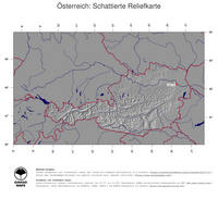#4 Landkarte Oesterreich: schattiertes Relief, Staatsgrenzen und Hauptstadt