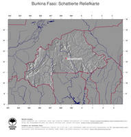 #4 Landkarte Burkina Faso: schattiertes Relief, Staatsgrenzen und Hauptstadt
