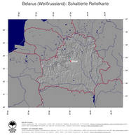 #4 Landkarte Weissrussland: schattiertes Relief, Staatsgrenzen und Hauptstadt