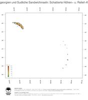 #3 Landkarte Suedgeorgien und Suedliche Sandwichinseln: farbkodierte Topographie, schattiertes Relief, Staatsgrenzen und Hauptstadt