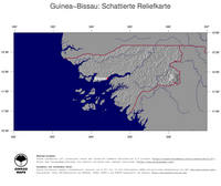 #4 Landkarte Guinea-Bissau: schattiertes Relief, Staatsgrenzen und Hauptstadt