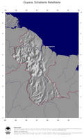 #4 Landkarte Guyana: schattiertes Relief, Staatsgrenzen und Hauptstadt