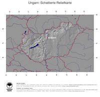 #4 Landkarte Ungarn: schattiertes Relief, Staatsgrenzen und Hauptstadt