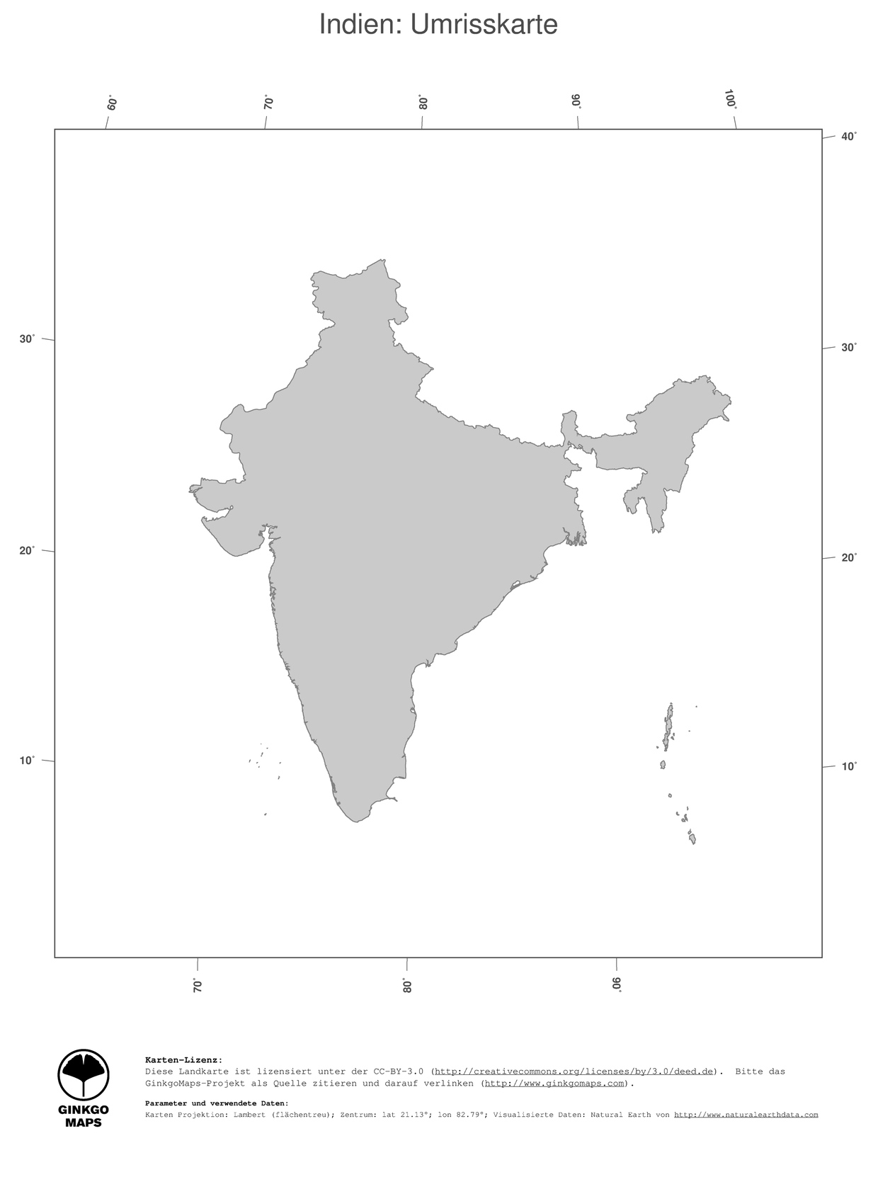Landkarte Indien; GinkgoMaps Landkarten Sammlung Kontinent: Asien