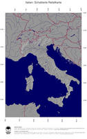 #4 Landkarte Italien: schattiertes Relief, Staatsgrenzen und Hauptstadt
