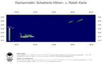 #5 Landkarte Kaimaninseln: farbkodierte Topographie, schattiertes Relief, Staatsgrenzen und Hauptstadt