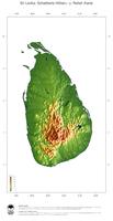 #3 Landkarte Sri Lanka: farbkodierte Topographie, schattiertes Relief, Staatsgrenzen und Hauptstadt