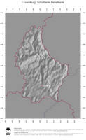 #4 Landkarte Luxemburg: schattiertes Relief, Staatsgrenzen und Hauptstadt