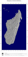 #4 Landkarte Madagaskar: schattiertes Relief, Staatsgrenzen und Hauptstadt