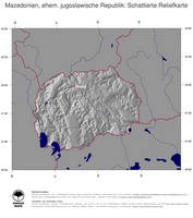 #4 Landkarte Mazedonien: schattiertes Relief, Staatsgrenzen und Hauptstadt