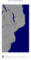 #4 Landkarte Mosambik: schattiertes Relief, Staatsgrenzen und Hauptstadt