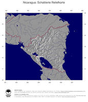 #4 Landkarte Nicaragua: schattiertes Relief, Staatsgrenzen und Hauptstadt