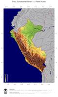 #5 Landkarte Peru: farbkodierte Topographie, schattiertes Relief, Staatsgrenzen und Hauptstadt