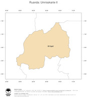 #2 Landkarte Ruanda: Politische Staatsgrenzen und Hauptstadt (Umrisskarte)