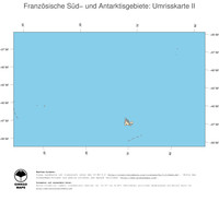 #2 Landkarte Franzoesische Sued- und Antarktisgebiete: Politische Staatsgrenzen und Hauptstadt (Umrisskarte)