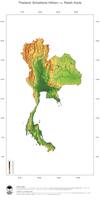 #3 Landkarte Thailand: farbkodierte Topographie, schattiertes Relief, Staatsgrenzen und Hauptstadt