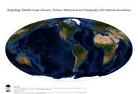 #18 Map World: Surface, Bathymetrie and Topography (with National Boundaries)