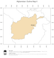 #2 Map Afghanistan: political country borders and capital (outline map)