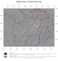 #4 Map Afghanistan: shaded relief, country borders and capital