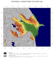 #5 Map Azerbaijan: color-coded topography, shaded relief, country borders and capital