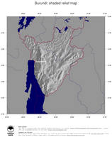 #4 Map Burundi: shaded relief, country borders and capital