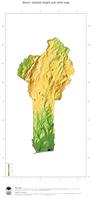 #3 Map Benin: color-coded topography, shaded relief, country borders and capital