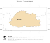 #2 Map Bhutan: political country borders and capital (outline map)