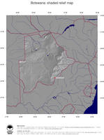 #4 Map Botswana: shaded relief, country borders and capital