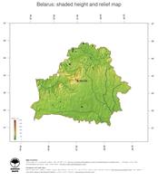 #3 Map Belarus: color-coded topography, shaded relief, country borders and capital