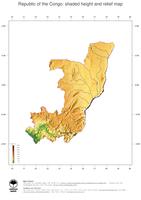 #3 Map Republic of the Congo: color-coded topography, shaded relief, country borders and capital