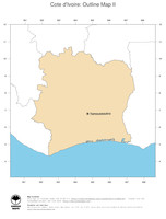 #2 Map Cote d Ivoire: political country borders and capital (outline map)