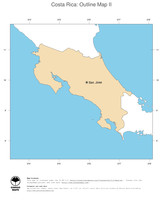 #2 Map Costa Rica: political country borders and capital (outline map)