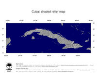 #4 Map Cuba: shaded relief, country borders and capital