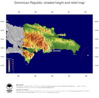 #5 Map Dominican Republic: color-coded topography, shaded relief, country borders and capital