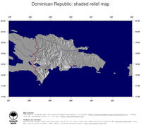 #4 Map Dominican Republic: shaded relief, country borders and capital