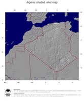 #4 Map Algeria: shaded relief, country borders and capital