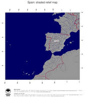 #4 Map Spain: shaded relief, country borders and capital