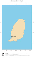 #2 Map Grenada: political country borders and capital (outline map)