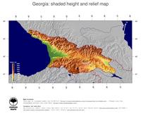 #5 Map Georgia: color-coded topography, shaded relief, country borders and capital