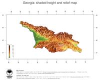 #3 Map Georgia: color-coded topography, shaded relief, country borders and capital