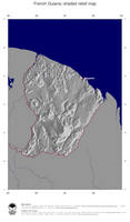 #1 Map French Guiana: shaded relief, country borders and capital